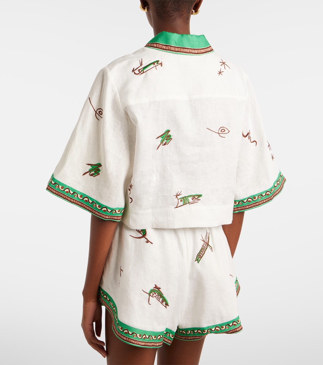 Wanda embroidered linen shirt | Alémais