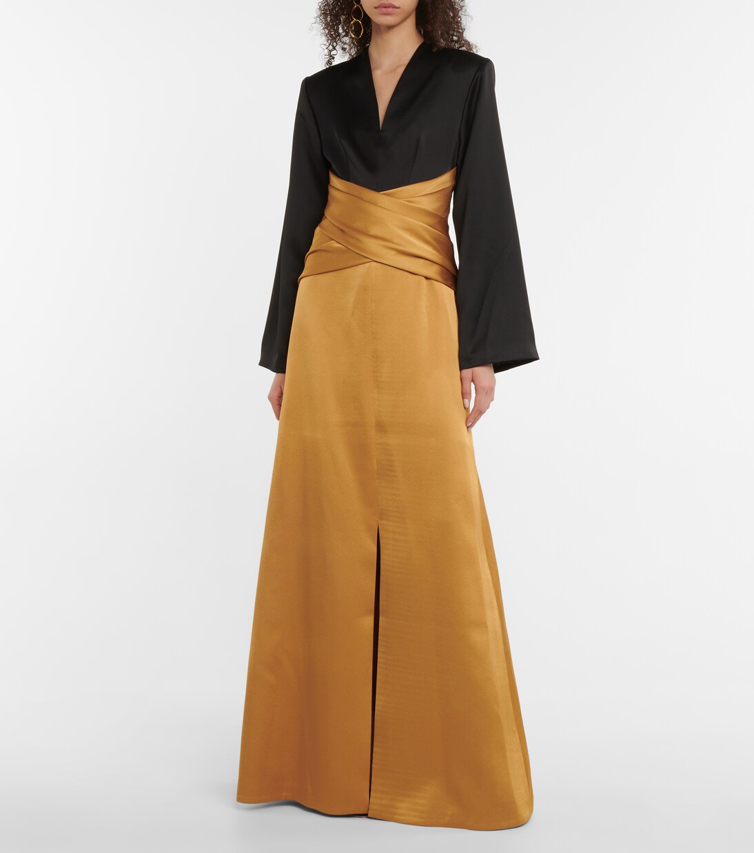 Zweifarbige Robe aus Satin | Rasario