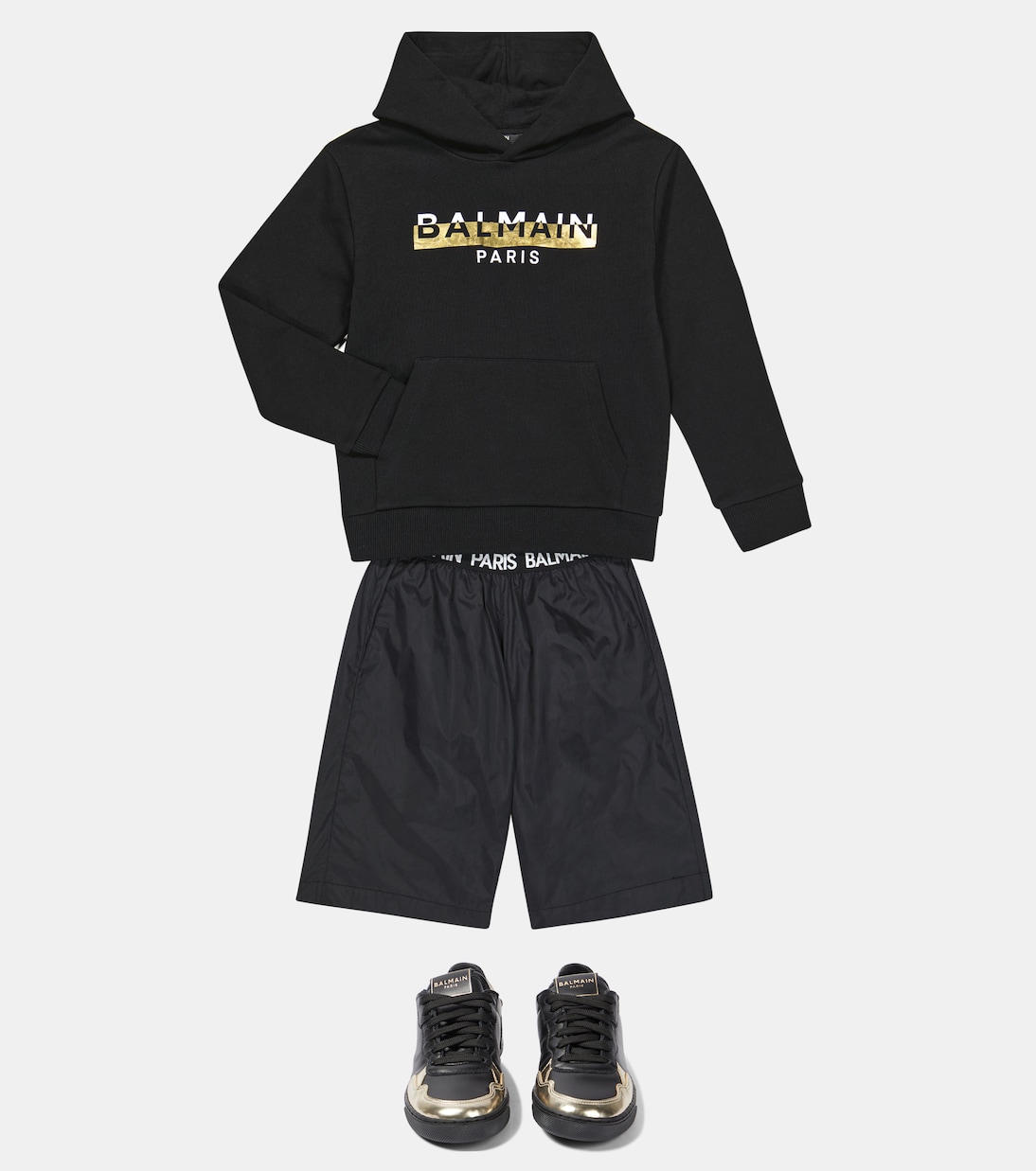 Felpa in cotone con cappuccio e logo | Balmain Kids