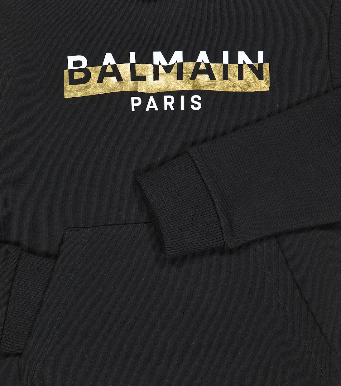 Felpa in cotone con cappuccio e logo | Balmain Kids
