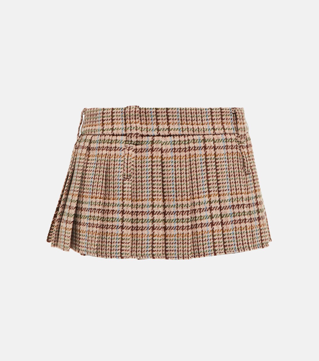 Mini-jupe en laine vierge à carreaux | Miu Miu