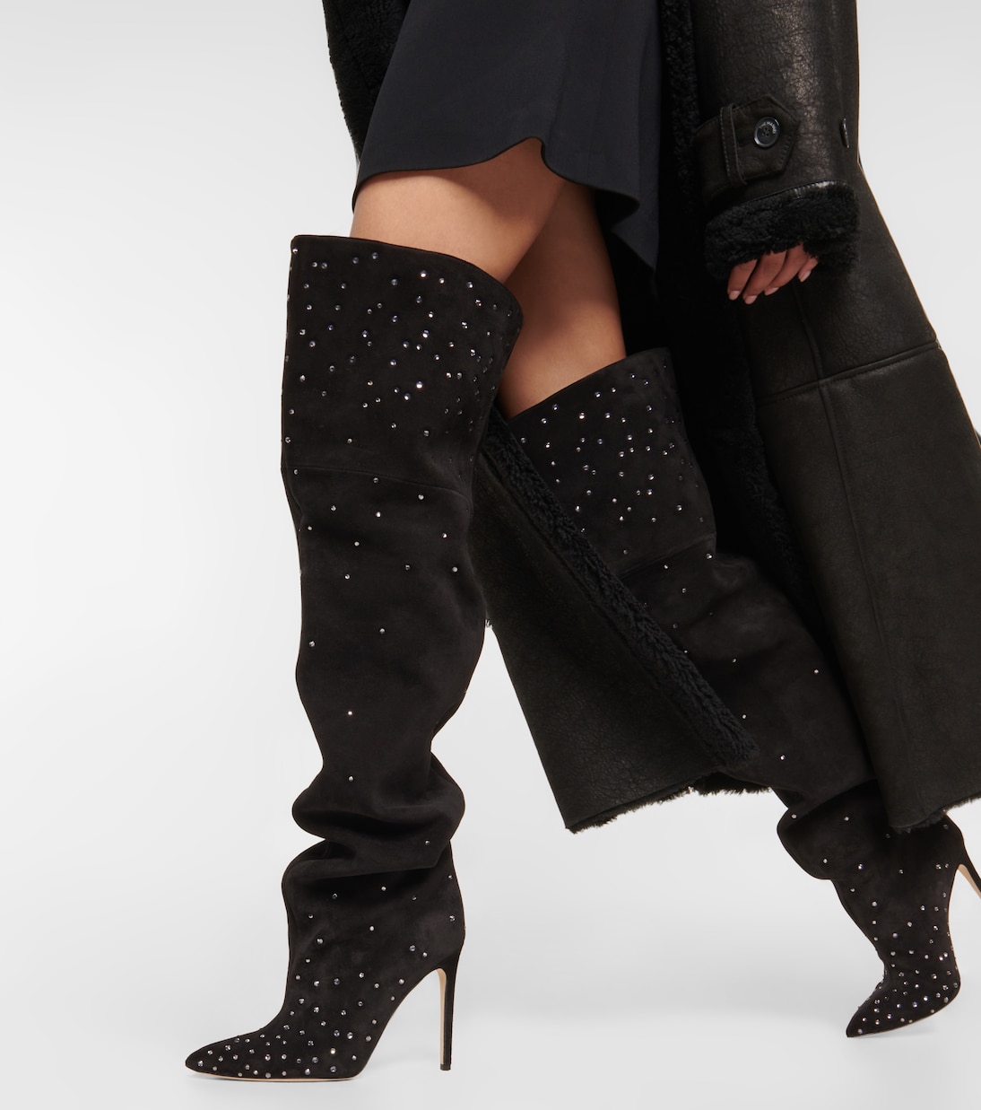 Embellished suede over-the-knee boots | Paris Texas