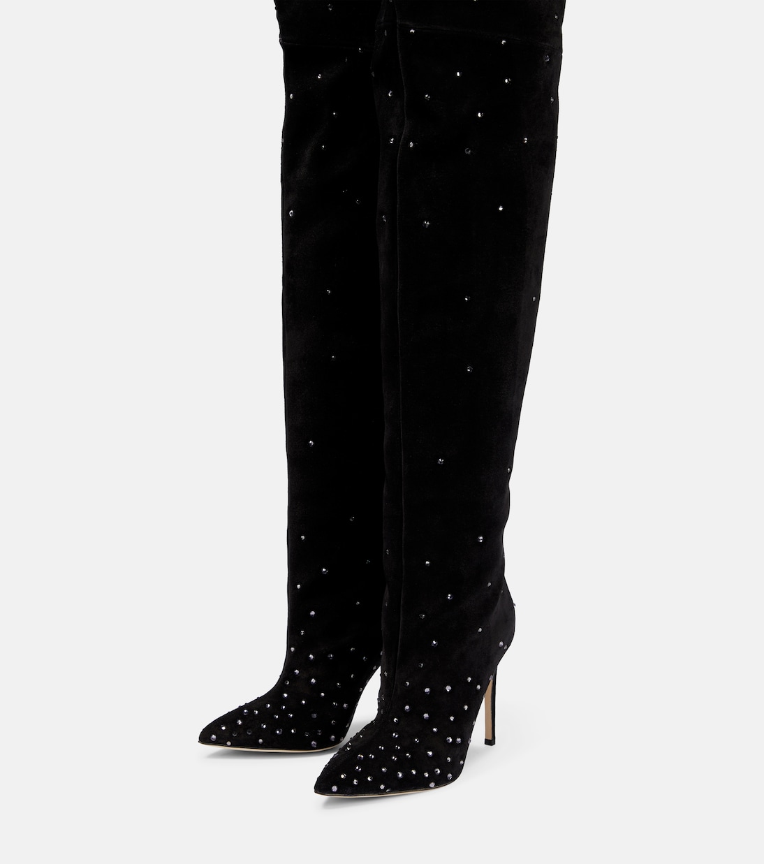 Embellished suede over-the-knee boots | Paris Texas