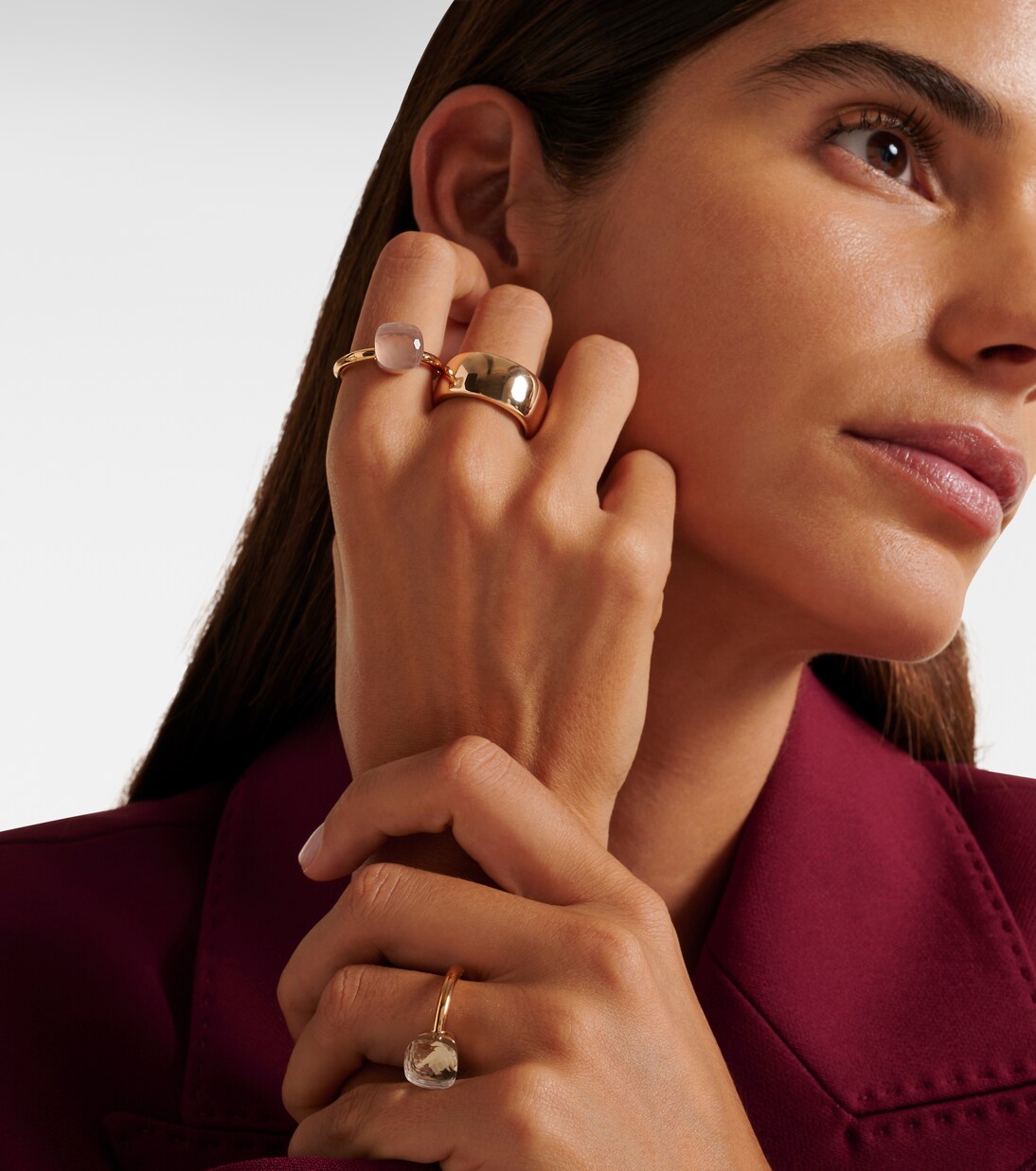 Nudo 18kt gold ring with rose quartz | Pomellato