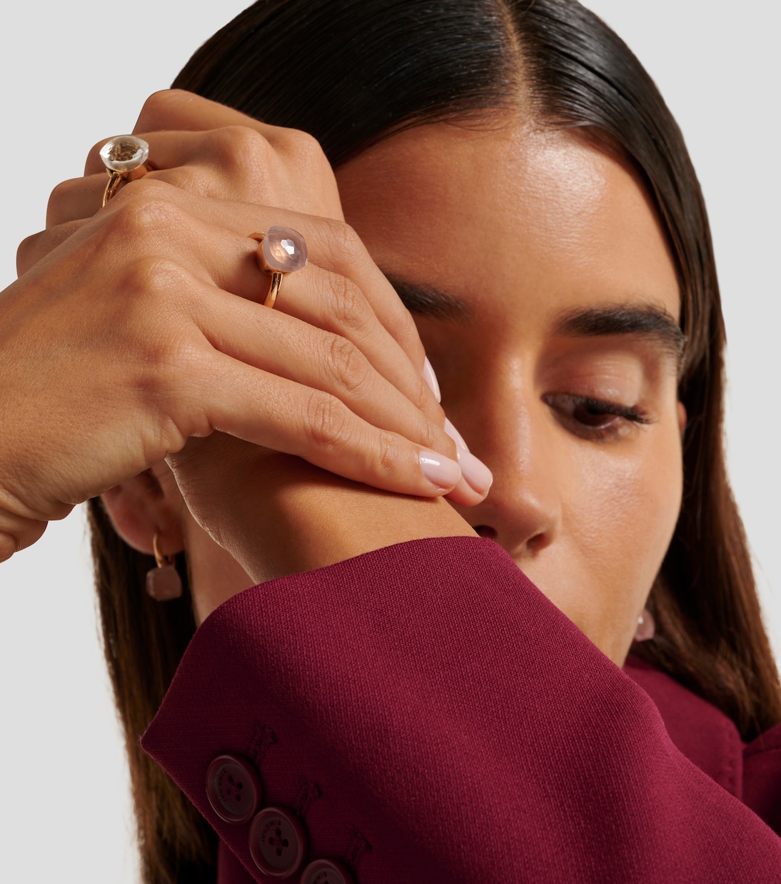 Nudo 18kt gold ring with rose quartz | Pomellato