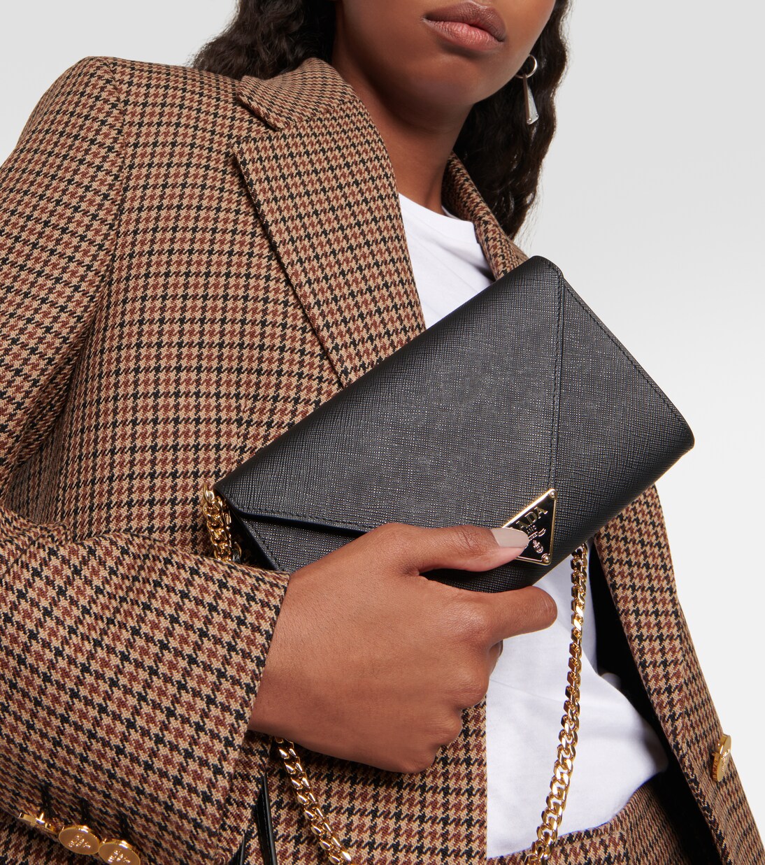 Saffiano leather wallet on chain | Prada