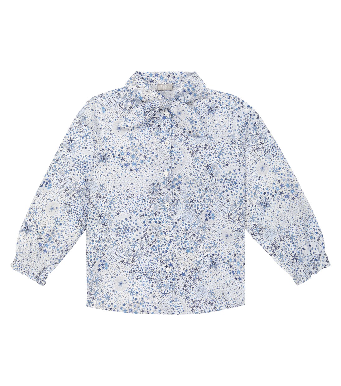 Printed tie-neck cotton shirt | Il Gufo