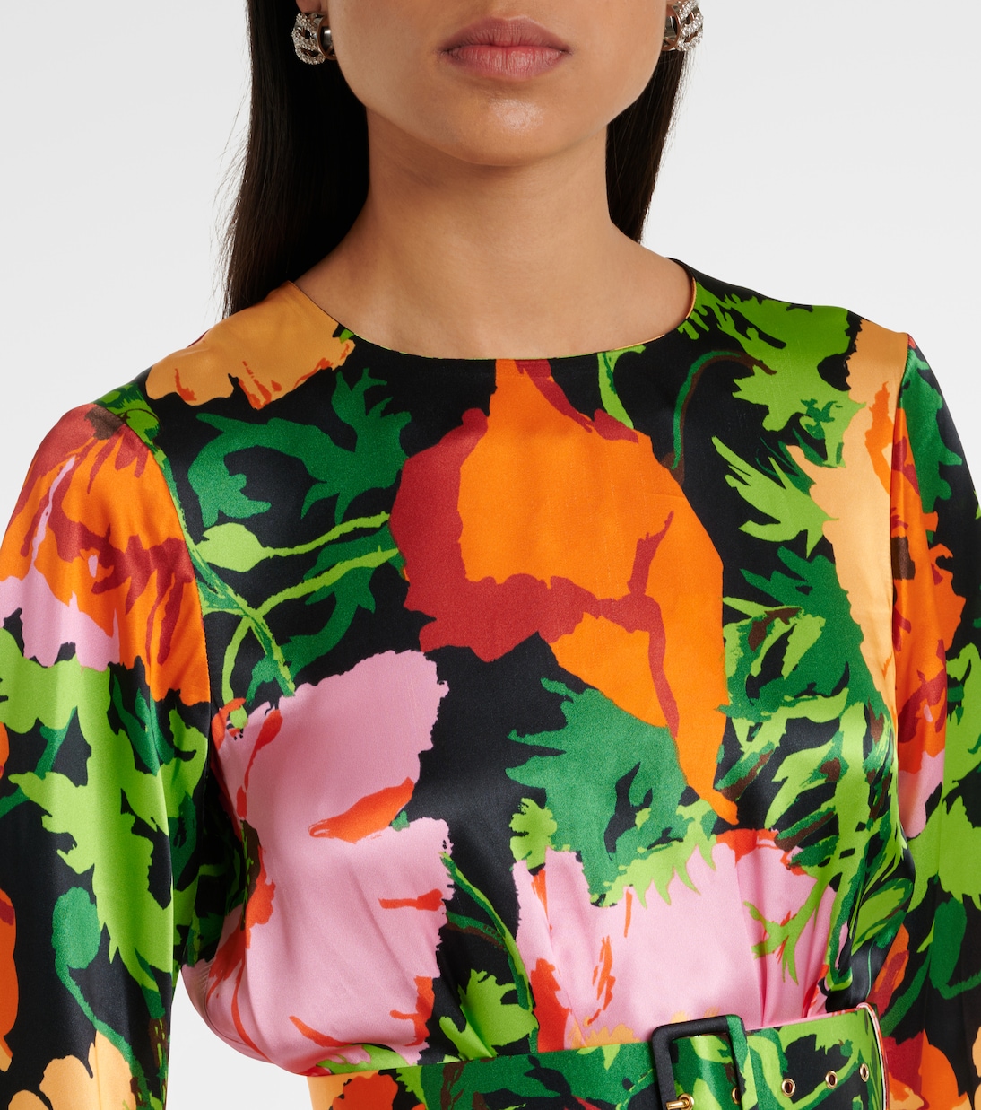 Robe longue Penny en satin à fleurs | La DoubleJ