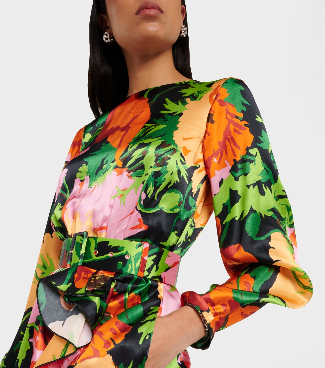 Robe longue Penny en satin à fleurs | La DoubleJ