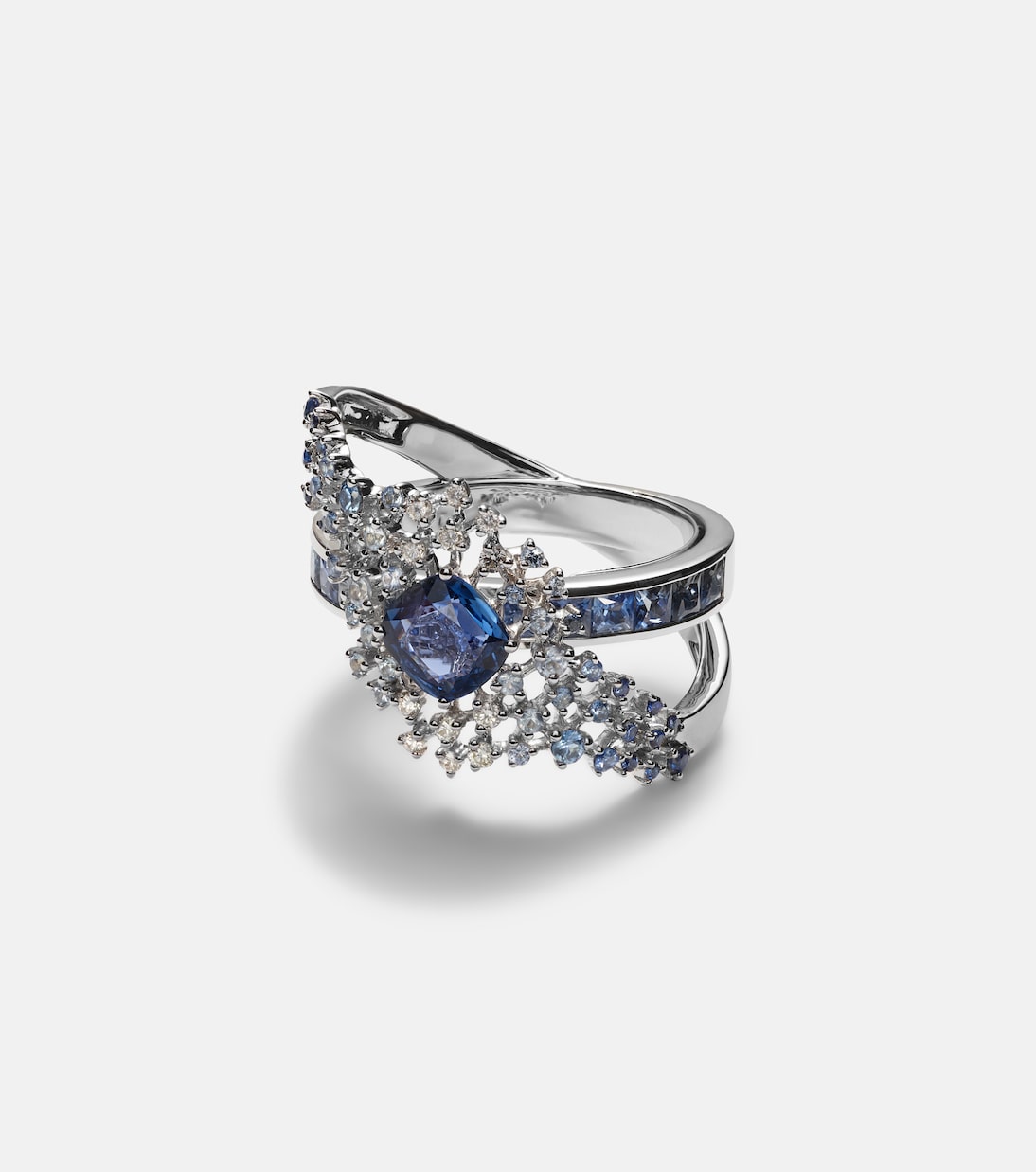 Bague Anillo Scatter en or blanc 18 ct, saphirs et diamants | Ananya