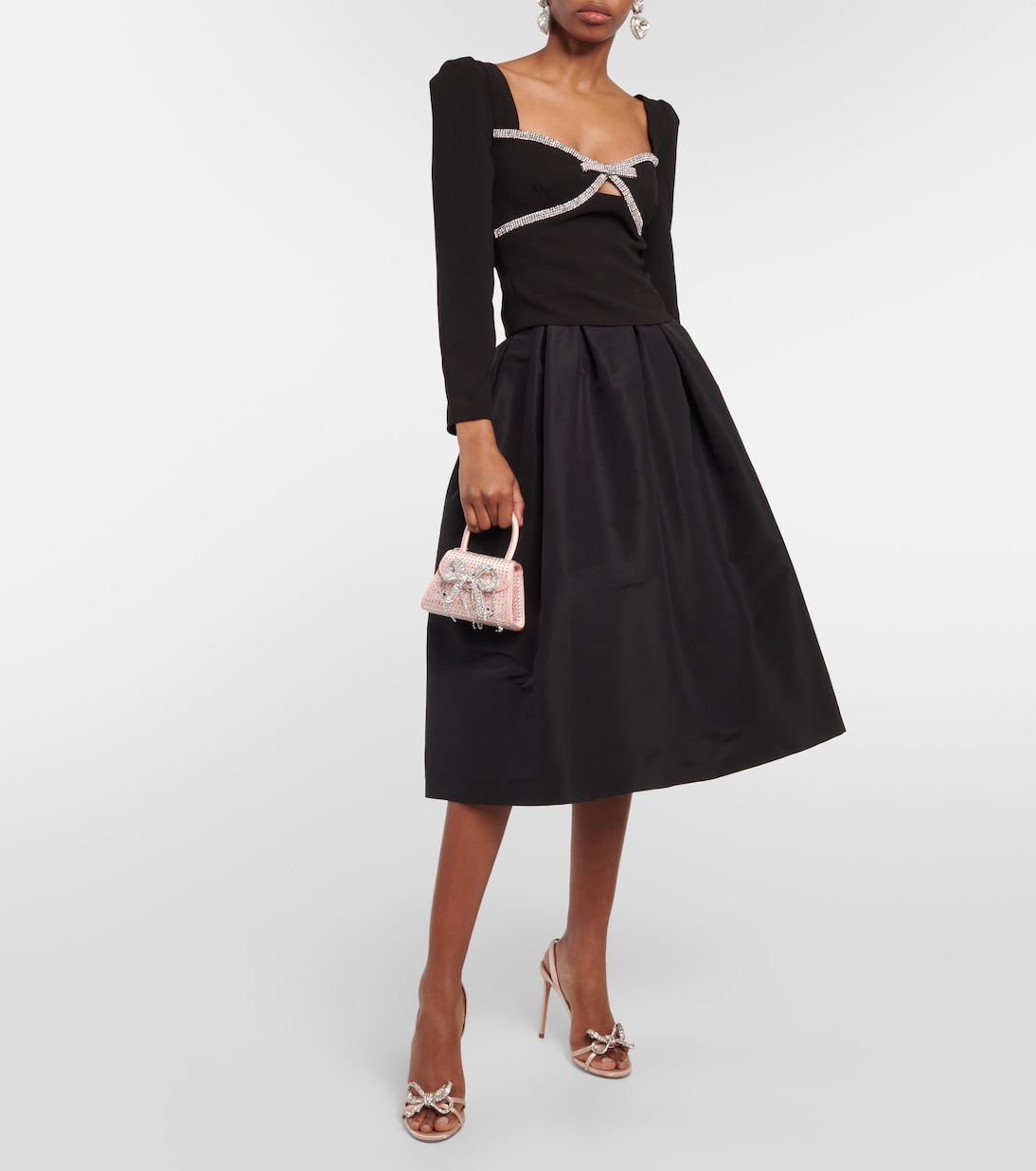 Verziertes Cropped-Top aus Crêpe | Self-Portrait