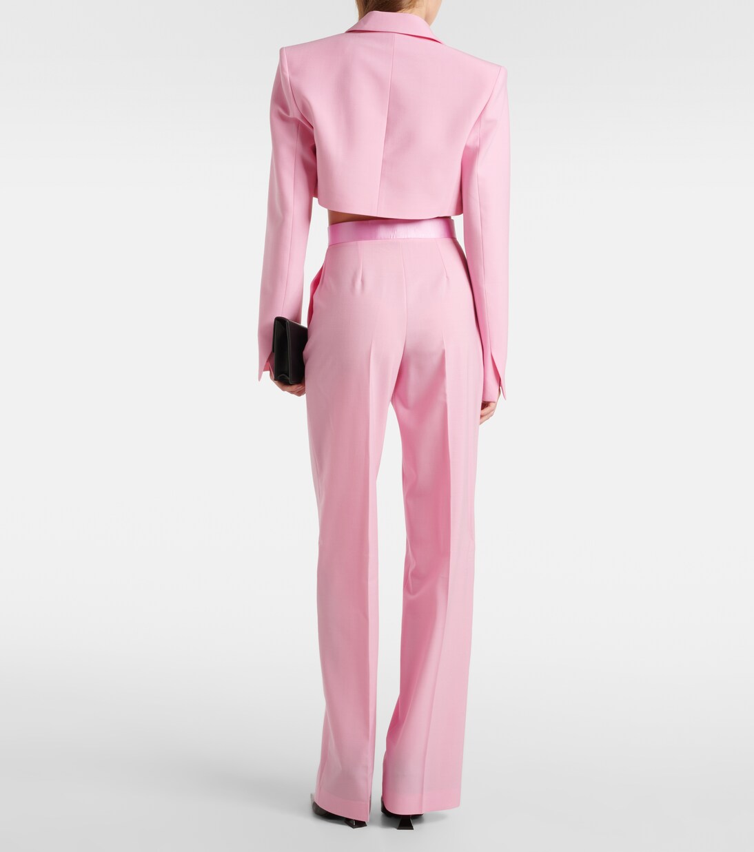 Pantalones rectos de satén de tiro alto | Nensi Dojaka