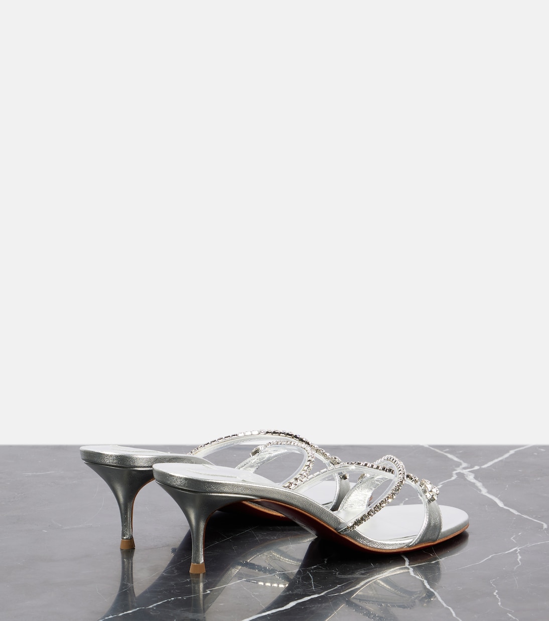 Sandalen Queen 55 aus Metallic-Leder mit Kristallen | Christian Louboutin