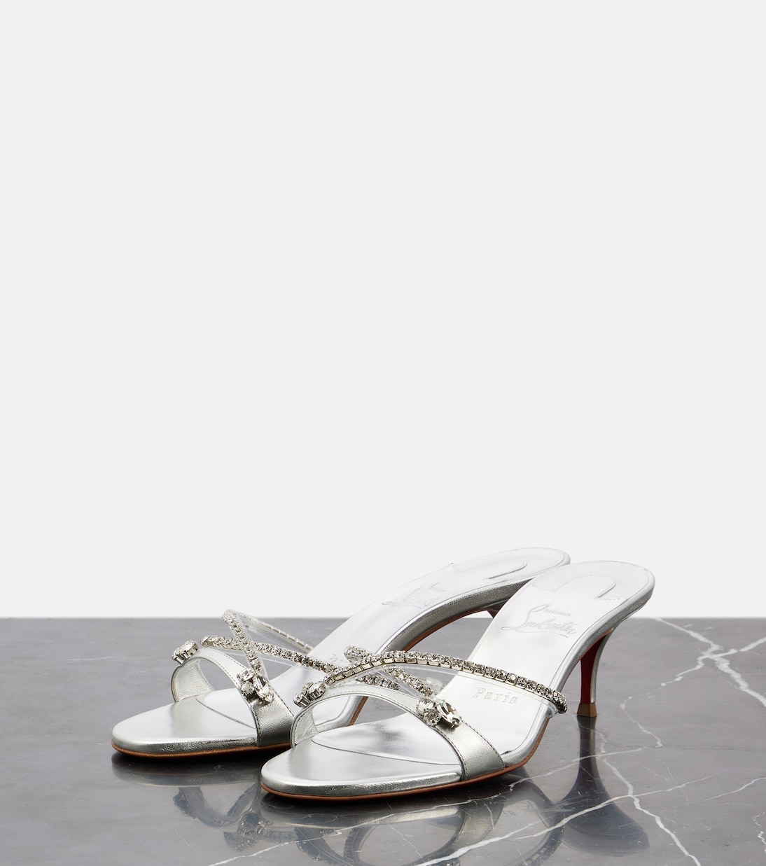 Sandalen Queen 55 aus Metallic-Leder mit Kristallen | Christian Louboutin
