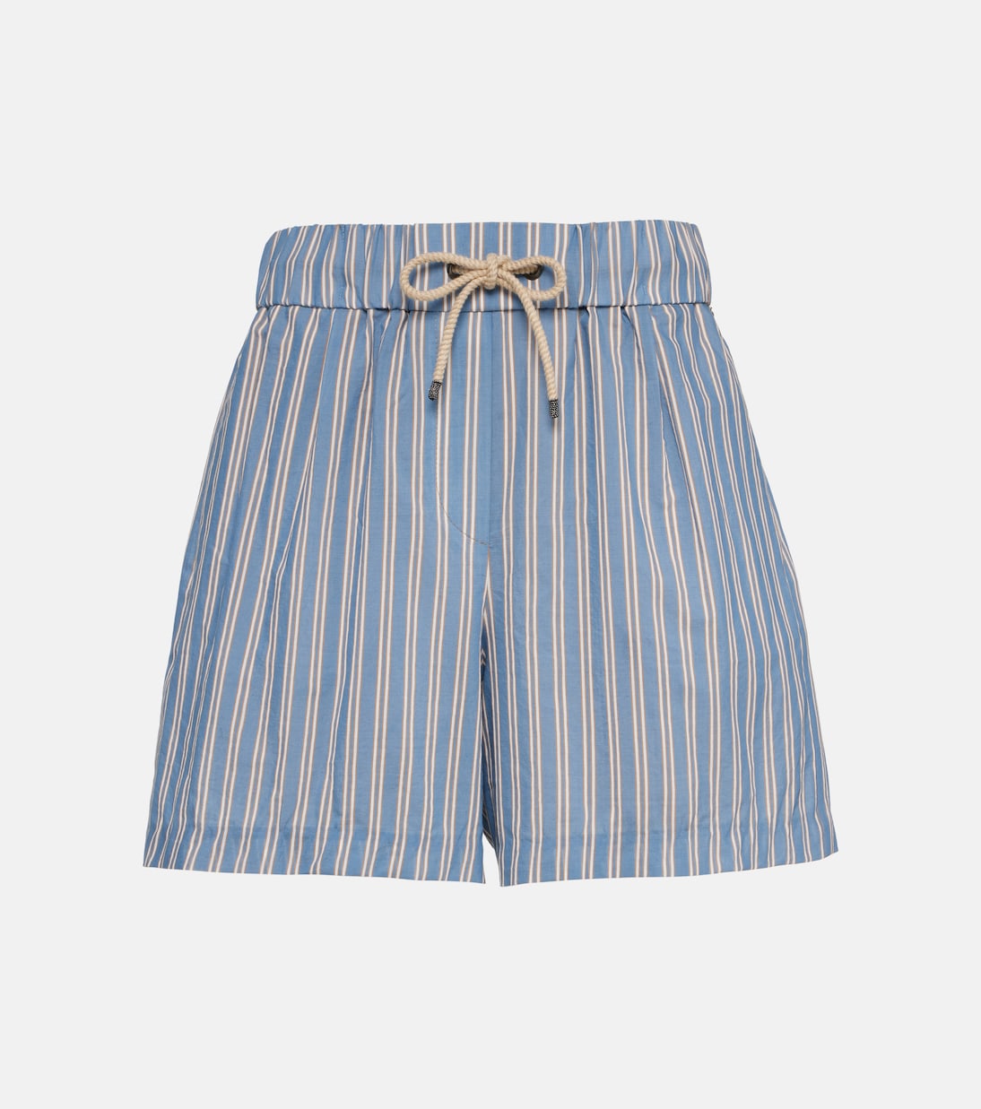 Striped cotton and silk shorts | Brunello Cucinelli