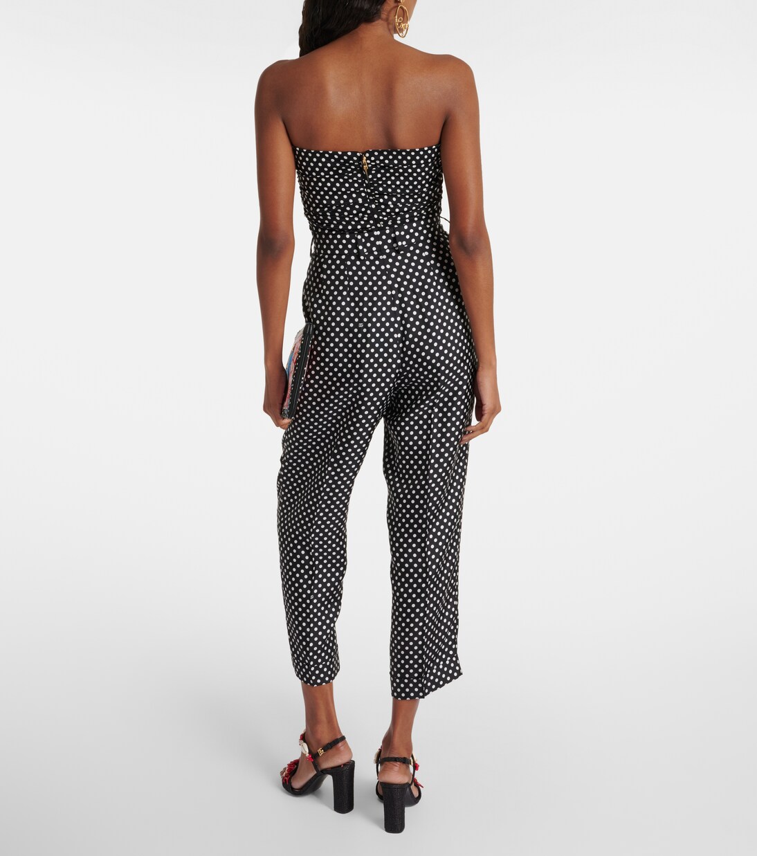 Pantalon fuselé Capri en satin de soie à pois | Dolce&Gabbana