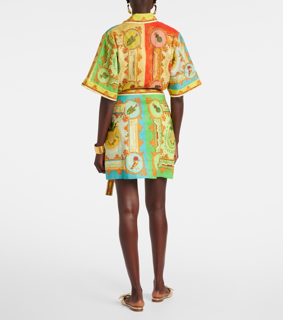 Robe chemise La Musica imprimée en lin | Alémais