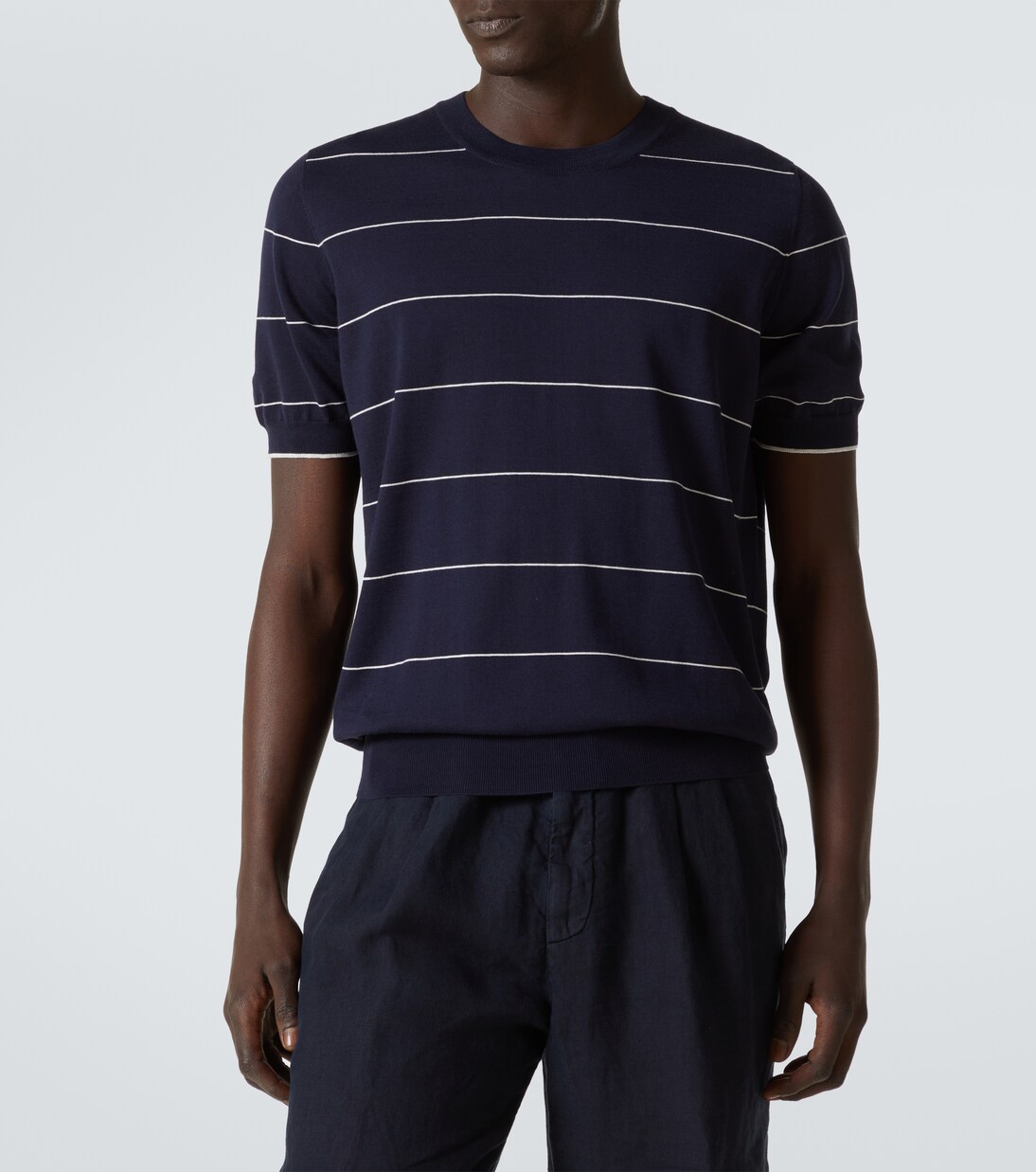 Striped cotton jersey T-shirt | Brunello Cucinelli