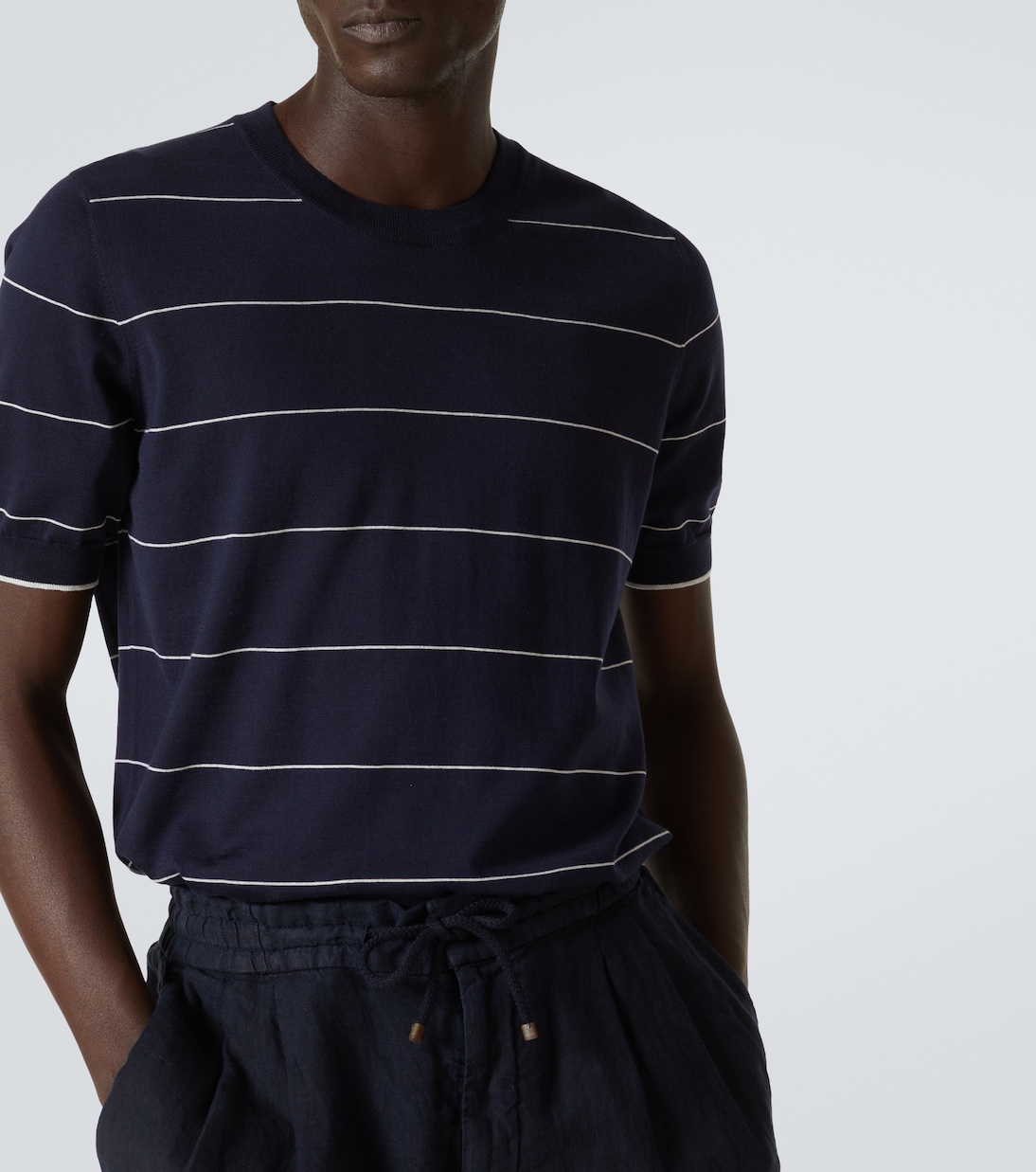 Striped cotton jersey T-shirt | Brunello Cucinelli