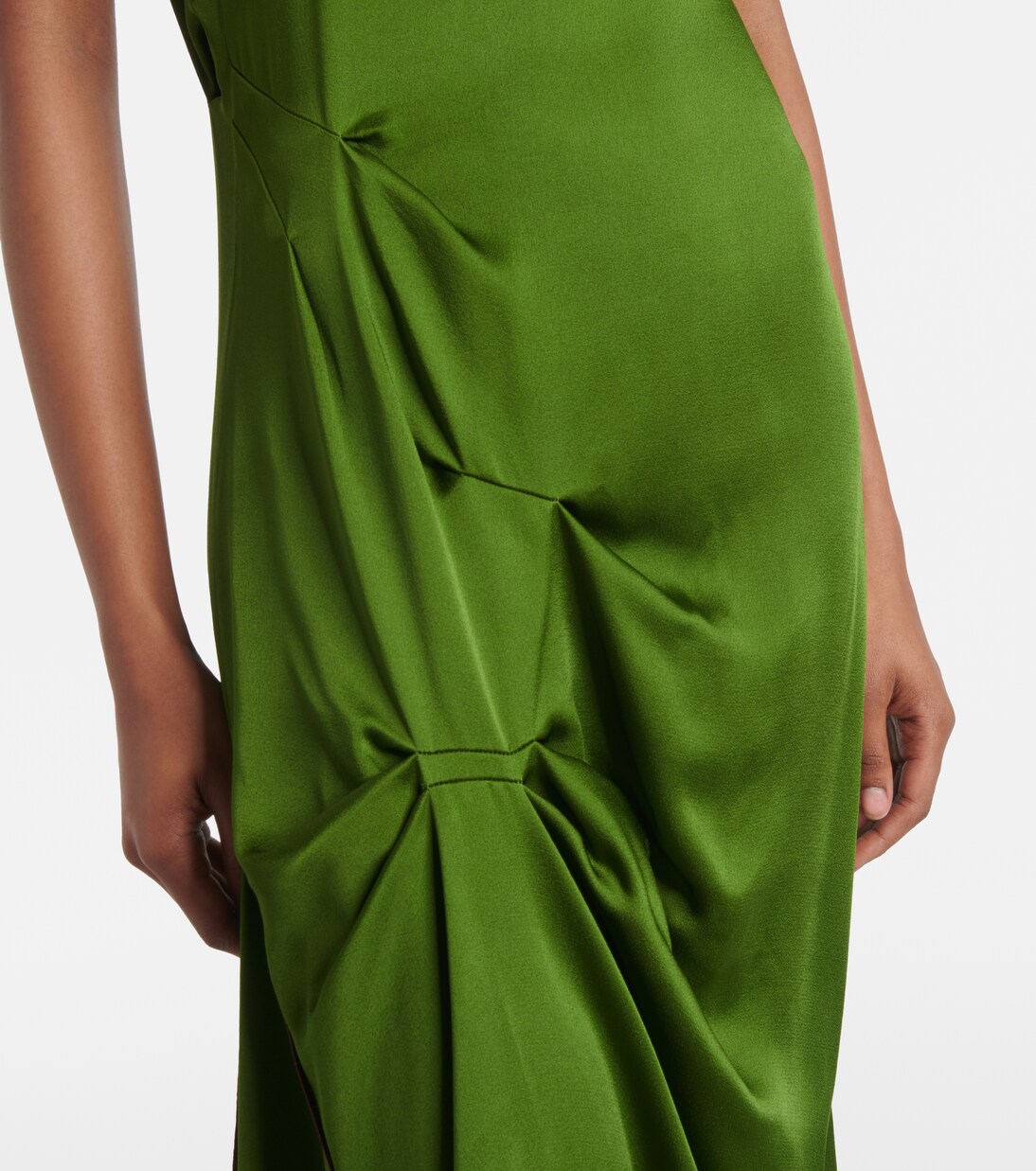 distinctive charm olive green satin asymmetrical midi dress Carella Bottle Green Velvet Twisted Asymmetric Midi Dress  Club L London
