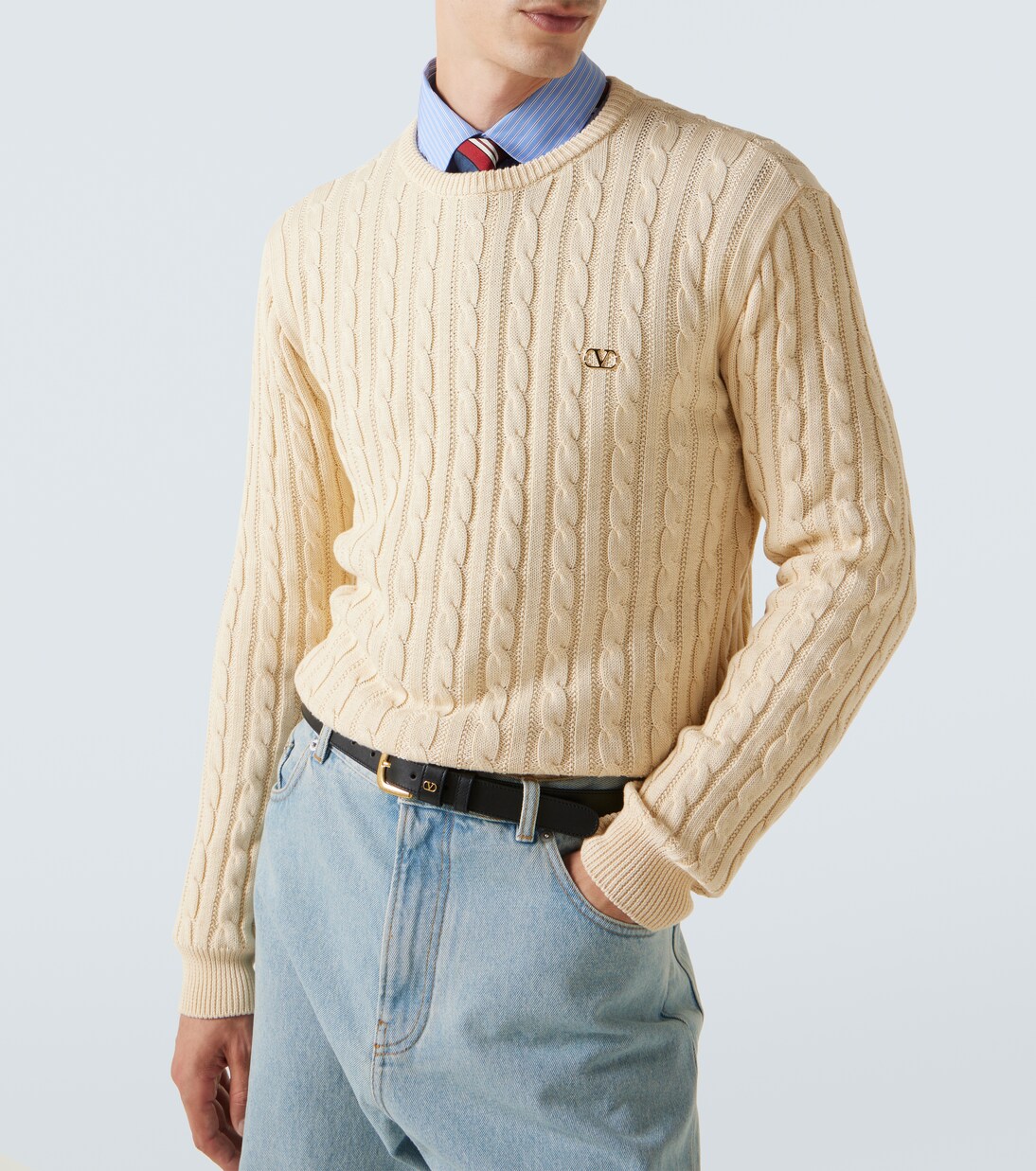 VLogo cable-knit cotton sweater | Valentino