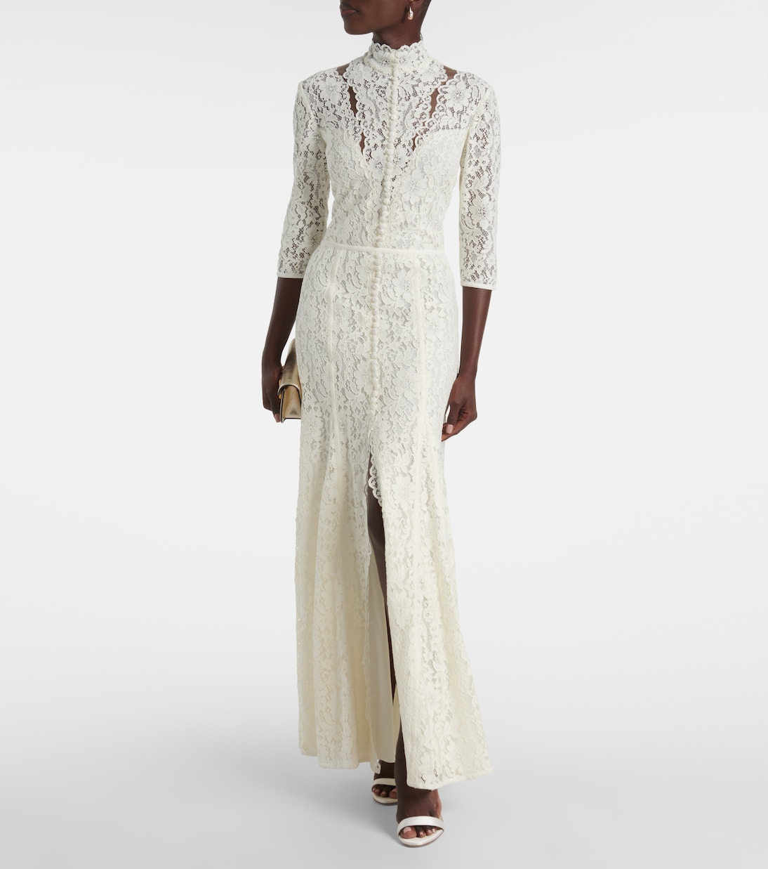 Robe longue en dentelle | Costarellos