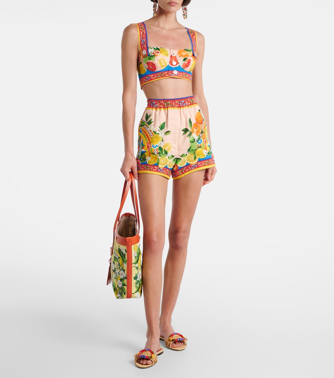  Short Taormina imprimé en coton mélangé | Dolce&Gabbana
