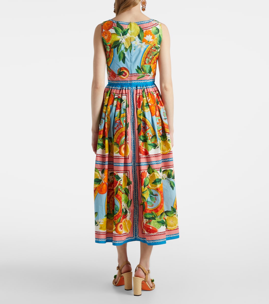 Robe midi Taormina imprimée en coton | Dolce&Gabbana