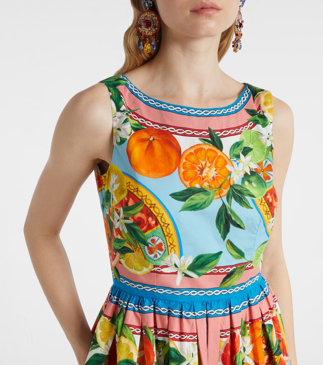 Robe midi Taormina imprimée en coton | Dolce&Gabbana