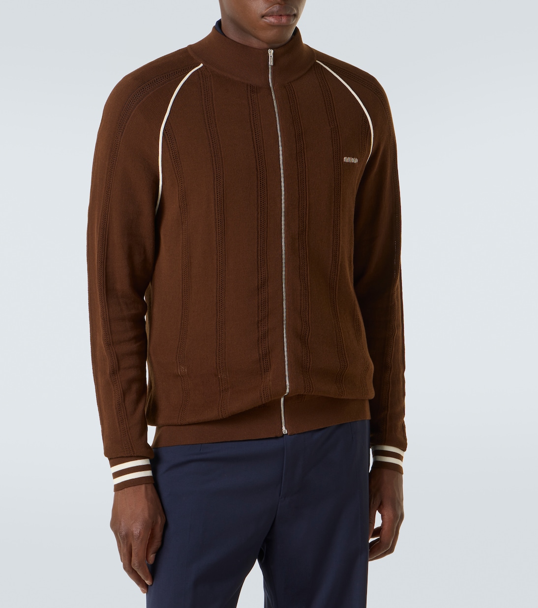 Felpa in misto cotone con zip | Miu Miu