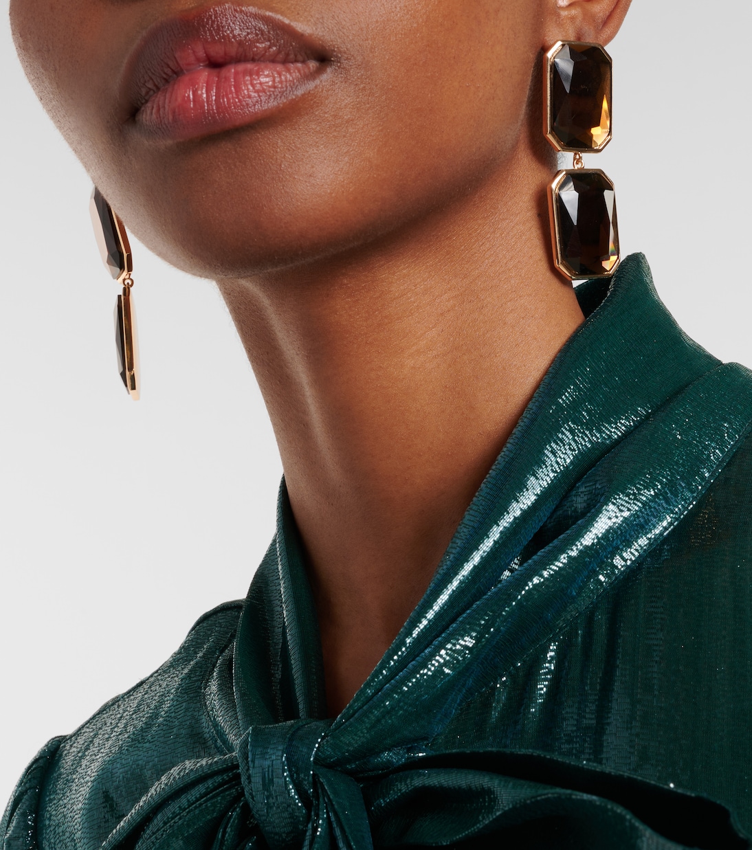 Amber gold-plated drop earrings | Self-Portrait