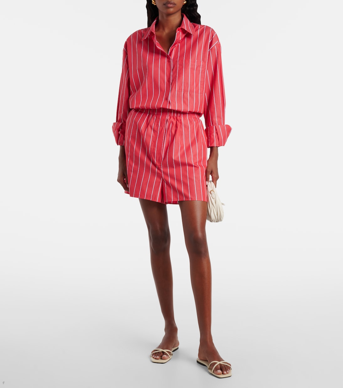 Lui striped cotton poplin shorts | The Frankie Shop