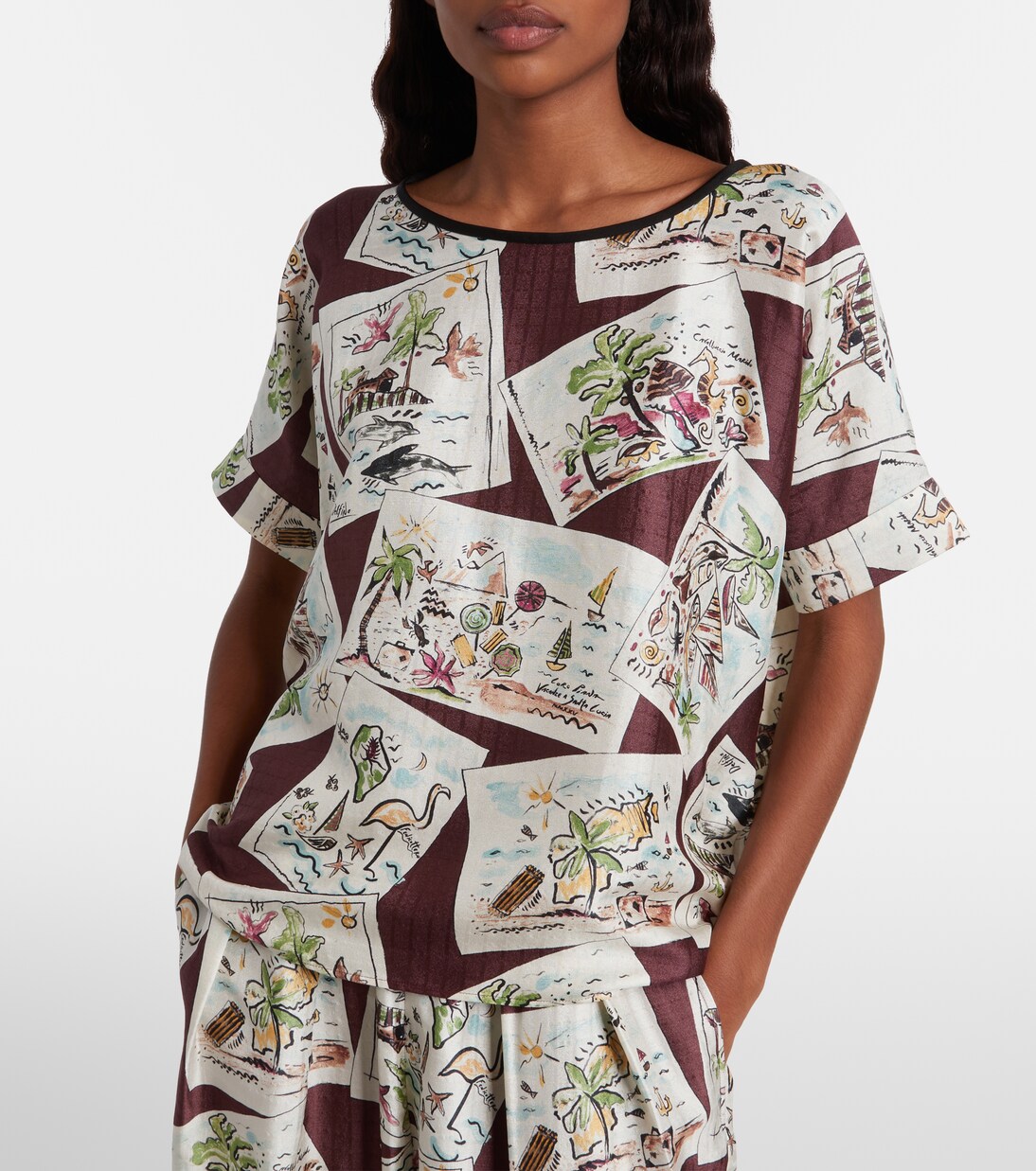 Rosemary printed silk top | Loro Piana