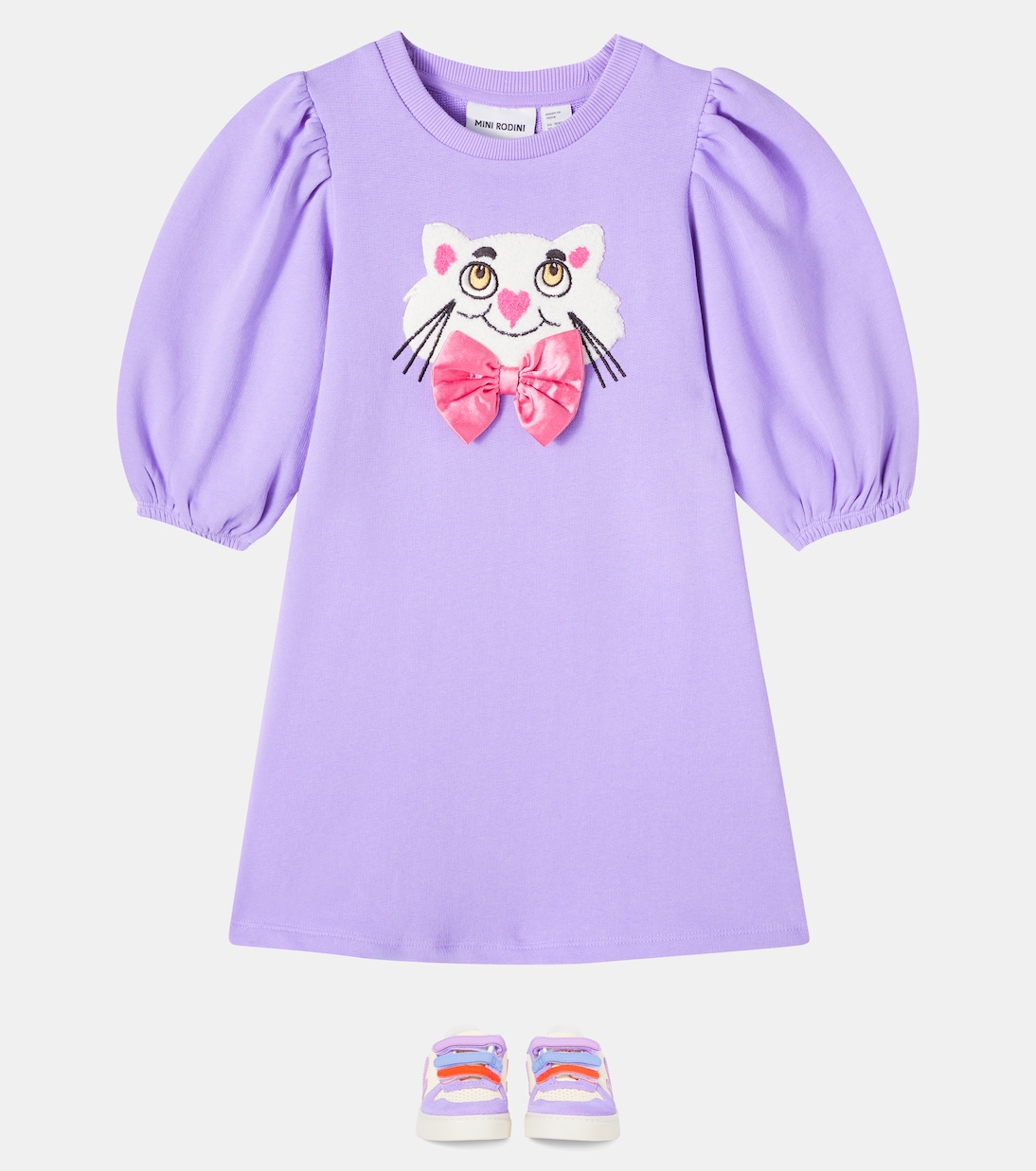 Patch-appliqué cotton dress | Mini Rodini