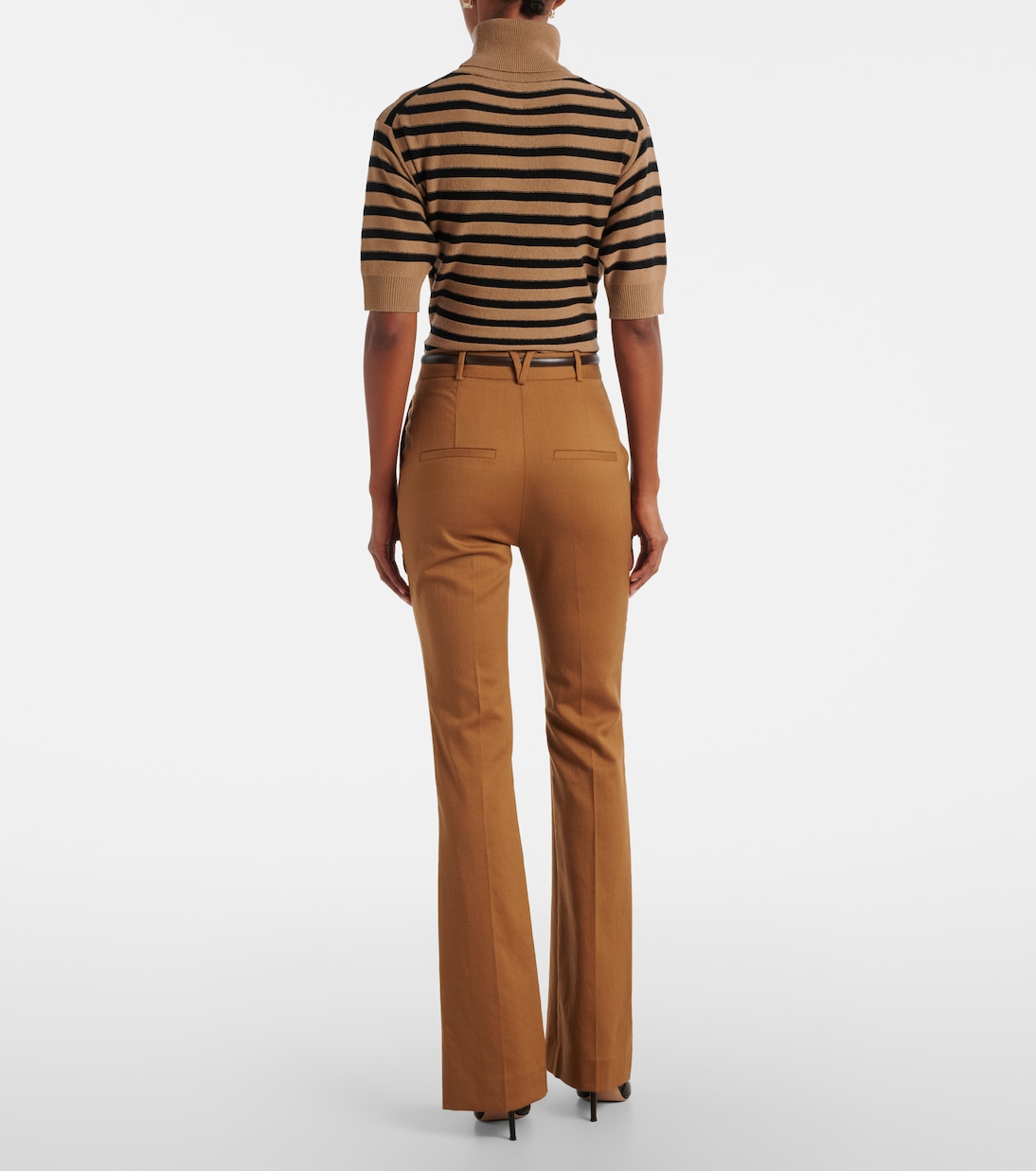 Pantaloni flared Gracie in lana con cintura | Veronica Beard
