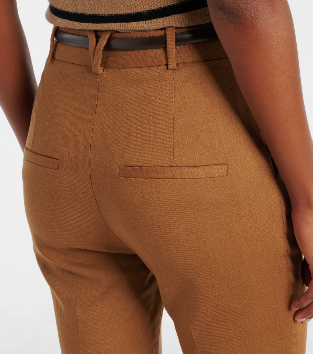 Pantaloni flared Gracie in lana con cintura | Veronica Beard