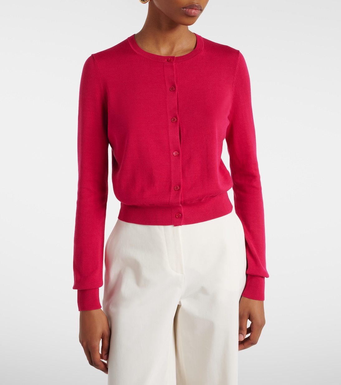 Cárdigan cropped de seda y algodón | Carolina Herrera