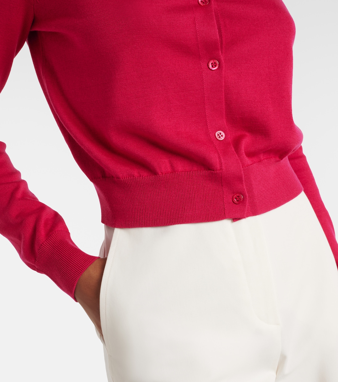 Cárdigan cropped de seda y algodón | Carolina Herrera