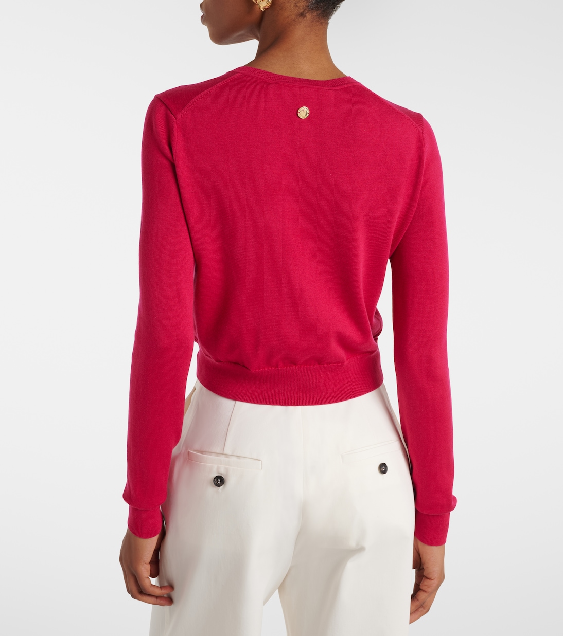 Cárdigan cropped de seda y algodón | Carolina Herrera