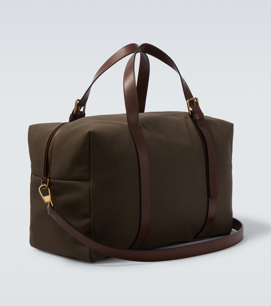 Leather-trimmed canvas duffel bag | Giorgio Armani