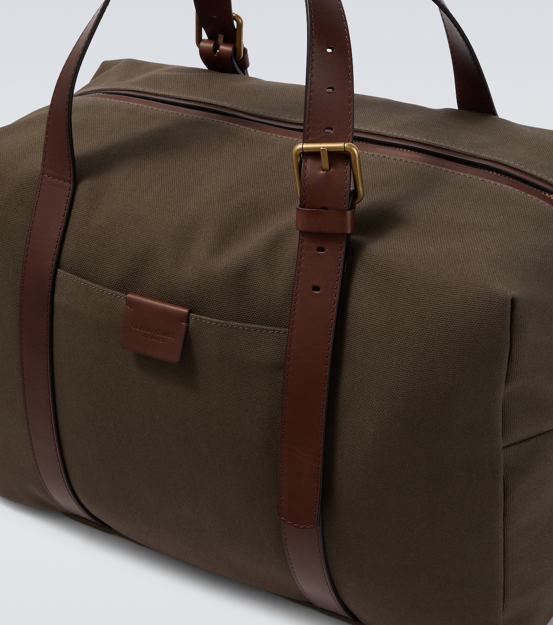 Leather-trimmed canvas duffel bag | Giorgio Armani
