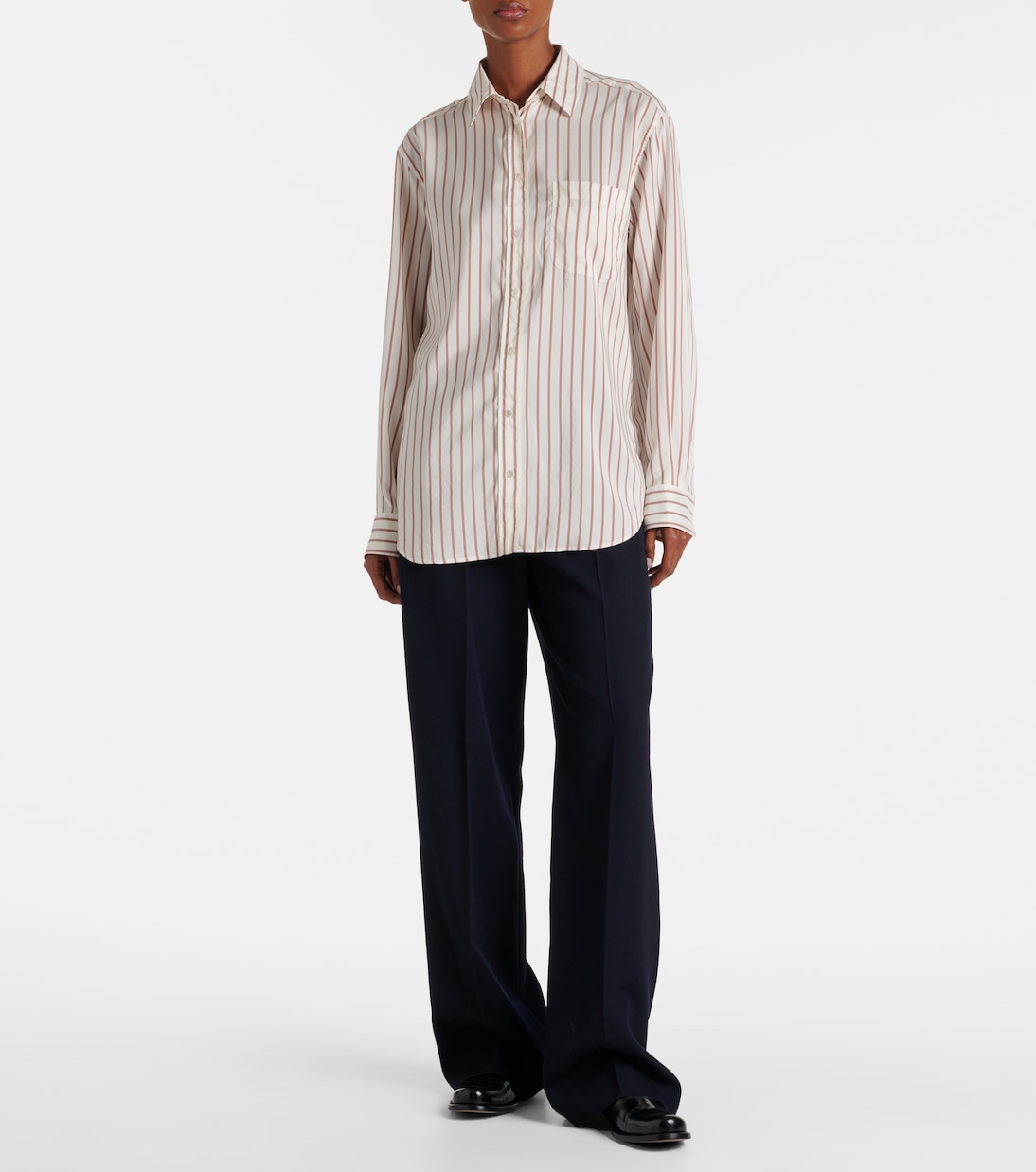 Gavina striped silk shirt | The Row
