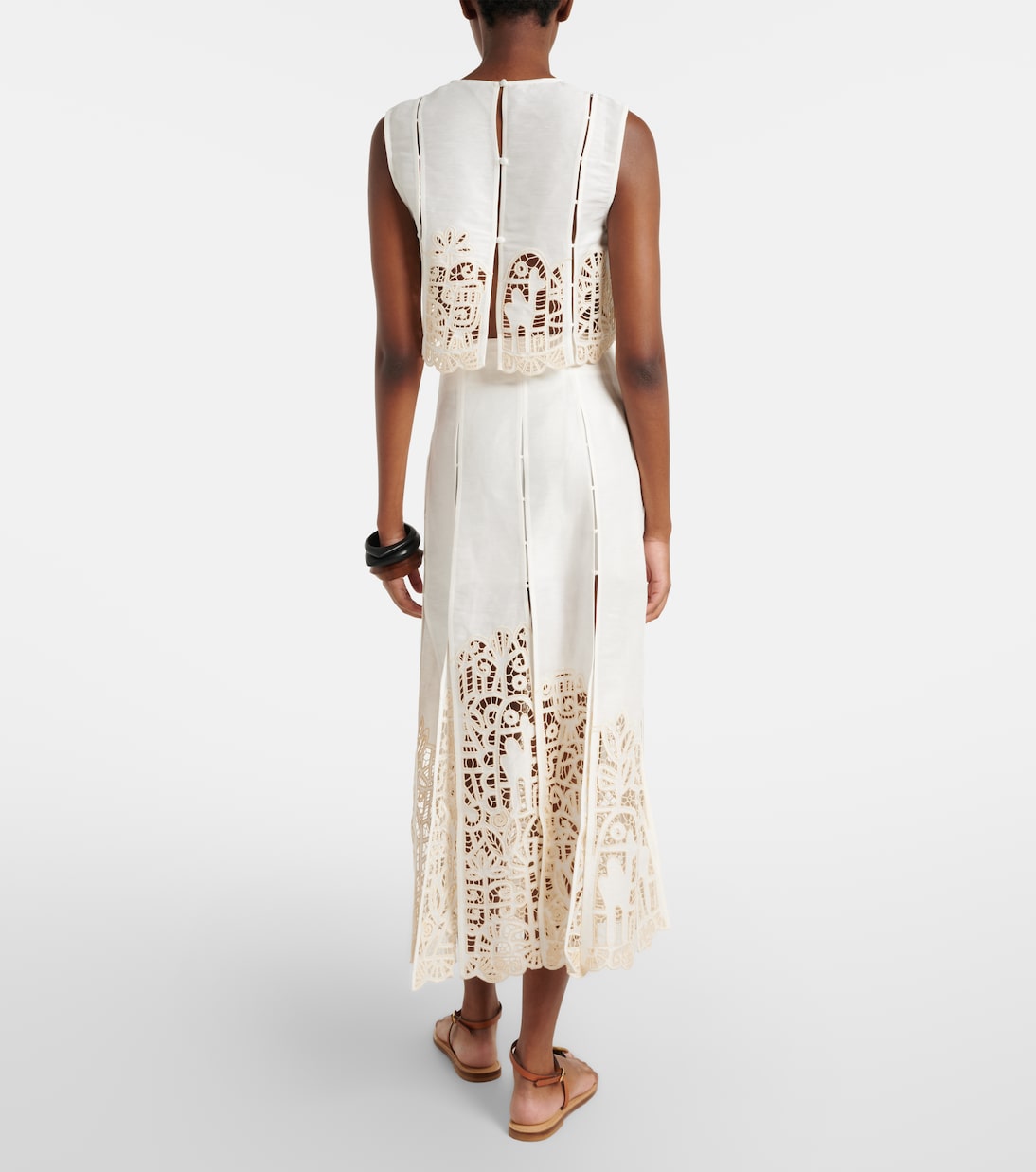 Rosemary linen-blend midi skirt | Alémais