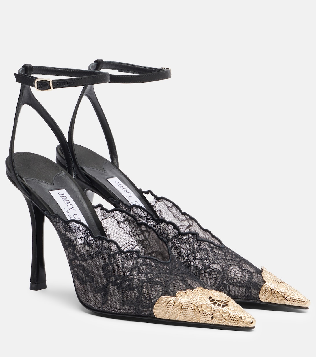Faiz 100 leather-trimmed lace pumps | Jimmy Choo