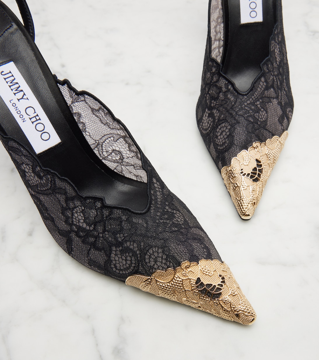 Faiz 100 leather-trimmed lace pumps | Jimmy Choo