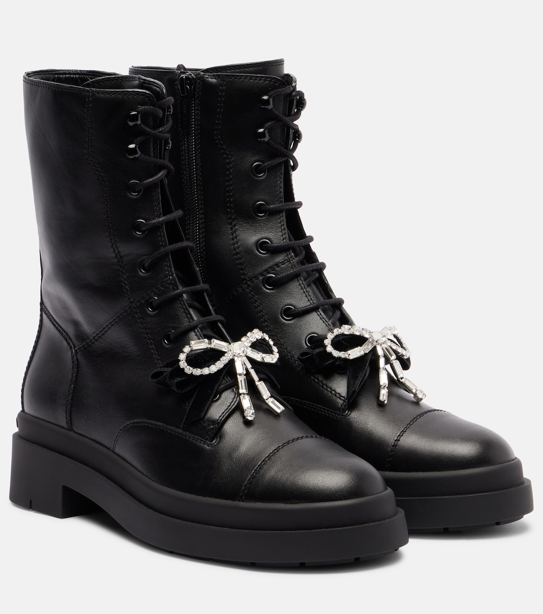 Averi bow-detail leather lace-up boots | Jimmy Choo