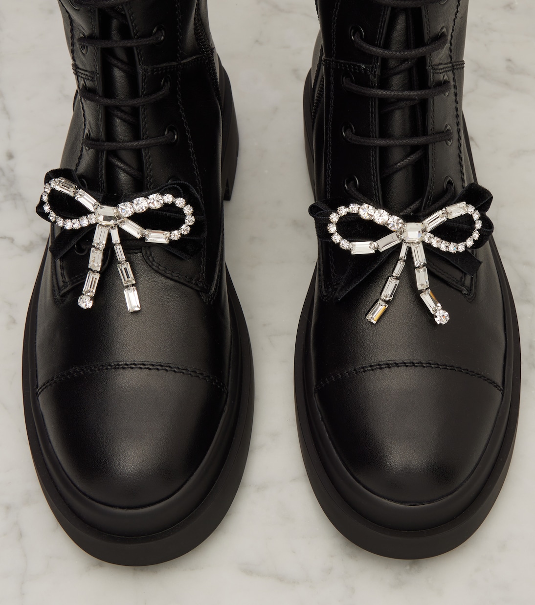 Averi bow-detail leather lace-up boots | Jimmy Choo