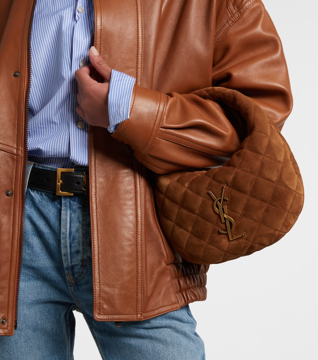 Icarino Mini quilted suede top-handle bag | Saint Laurent