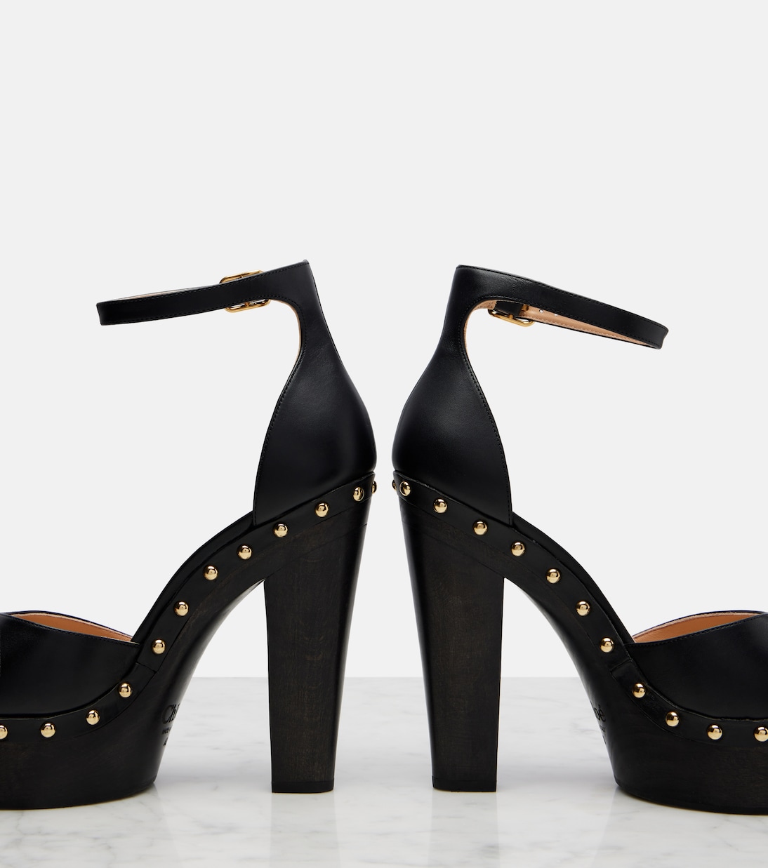 Lola studded leather platform pumps | Chloé