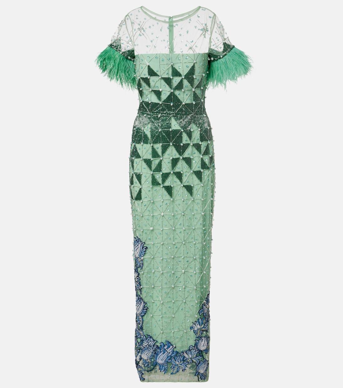 Embellished feather-trimmed gown | Là Fuori